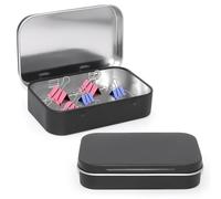 JEYORZY 2 PCS Latas rectangulares vacías de metal con bisagras, latas pequeñas con tapas,Portátil Gadget Pequeño para almacenamiento de caramelos, joyas, manualidades(Negro)