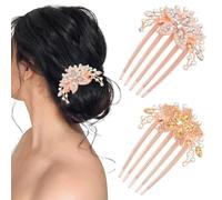 JEYORZY 2 Pcs peines de Pelo con Diamantes de imitación, Accesorios Nupciales para el Cabello, peines Laterales para Mujeres y niñas, peinetas para el pelo, accesorios pelo mujer