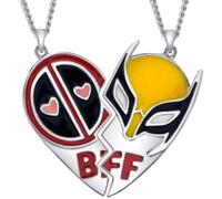 JEYORZY 2 Piezas Collar BFF, Medio Corazón Collar de Amistad, para personalidad, mejor amistad, a juego, aleación de medio corazón, rojo y amarillo, juego de collares con colgante
