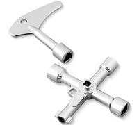 JEYORZY 2 Piezas Llave Cruzada Universal Multifuncional, Llave Triangular Válvula Llave Utilidad Multifuncional de 4 Puntas Agujero Cuadrado Grifo Llave para Radiadores Ascensor Contadores Agua Gas