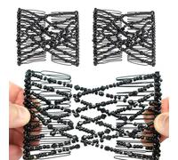 JEYORZY 2 Pinzas de Peinetas Elásticas de Pelo Mágicas, Pelo Peine Doble para Cabello, Peinetas Para El Pelo con Decoración de Perlas, Magic Hair Comb, Moda Mágica Peines Dobles para el Cabello, negro