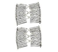 JEYORZY 2 Pinzas Peinetas Elásticas de Pelo Mágicas - Pelo Peine Doble para Cabello, Peinetas Para El Pelo con Decoración de Perlas, Magic Hair Comb, Moda Mágica Peines Dobles para el Cabello, Blanco