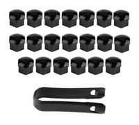 JEYORZY 20 pcs Tapas Tuercas 17mm, Tapones Tornillos Ruedas Coche, tapas para tuercas de rueda, Tapas Tuercas Perno Rueda, para la mayoría de tornillos de rueda, con Herramienta de Extracción, negro
