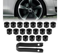 JEYORZY 20 pcs Tapas Tuercas 19mm, Tapones Tornillos Ruedas Coche, tapas para tuercas de rueda, Tapas Tuercas Perno Rueda, para la mayoría de tornillos de rueda, con Herramienta de Extracción, negro
