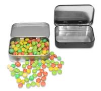 JEYORZY 2pcs Latas rectangulares vacías de metal con bisagras, cajas de metal vacías, pequeñas latas vacías con tapas, latas rectangulares con bisagras,para almacenamiento
