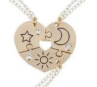 JEYORZY 3 Pcs Adorables BFF Collares para 3 Niñas, Best Friends Collares con Colgante Corazón, Collar de Amistad Dorado, Colgante De Medio Corazón Collar para Niñas Madre Amigos Hermanas Sobrinas
