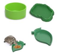 JEYORZY 3 Piezas Platos Tazones de Agua de Alimentos de Reptil, tazones de Comida Planos, Forma de Hoja Reptil Alimentador, Bebedero para Reptiles, Juego de Tazones de Agua de Tortuga, Reptil Bebiendo