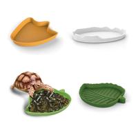 JEYORZY 3 x Platos Tazones de Agua de Alimentos de Reptil, Cuenco Reptiles Agua y Comida, Forma de Hoja Reptil Alimentador, Bebedero para Reptiles, Juego de Tazones de Agua de Tortuga, Reptil Bebiendo