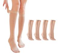 JEYORZY 4 pares Calcetines de mujer Hasta la rodilla, calcetines hasta la rodilla, Calcetines finos transparentes para mujeres, Sin presión Ligeros y cómodos Todos los días Material liso, Color carne