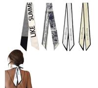 JEYORZY 4 Pcs Diadema de Satén para Damas y Niñas, Bufandas de Satén a la Moda, Cinta Estrecha con Asa para Bolso, Bufanda, Bufanda Flaca, Banda Para El Cuello, Bufanda Retro con Cinta Delgada, Tocado
