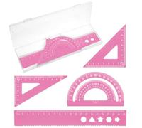 JEYORZY 4 pcs Juego de reglas, Escuadra cartabon y transportador, conjunto de regla, reglas metalicas, reglas escolares reglas kit, conjunto de geometría para el maestro estudiante de la escuela, rosa