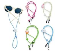 JEYORZY 4 Piezas Correa Gafas niños,Cordón de Cubierta de Cara Ajustable,Cuerda de Cuello Colgante de Oreja con Pequeña Decoración,Cadena de Gafas de Cuerda para Niños y Niñas