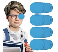 JEYORZY 4 Piezas Parches Oculares para Gafas, Parche Ocular de Tela No Tejida, Parche Ocular Reutilizables, Mejorar la Visión, para Niños y Adultos Ojo Vago Ambliopía Estrabismo, oclusión ocular, azul