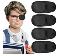 JEYORZY 4Piezas Parches Oculares para Gafas, Parche Ocular de Tela No Tejida, Parche Ocular Reutilizables, Mejorar la Visión, para Niños y Adultos Ojo Vago Ambliopía Estrabismo, oclusión ocular, Negro