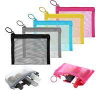 JEYORZY 5 Pcs Mini Bolsas de Malla Con Cremallera de 5 Colores, Bolsillo Transparente Para Documentos, Estuche Escolar, Multiusos, Papelería, Monedas, Información, Almacenamiento de Cables