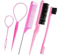 JEYORZY 5 Piezas Herramientas para Cola de Caballo, Cabello Pull Aguja, Peines de Cola, Set de Peinado,cinta para el pelo para mujer Twister Herramienta de Trenzado para Niñas Moda Hair Design DIY