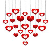 JEYORZY 60 Pcs Corazón Decoraciones Colgantes En Espiral Rojos Purpurina Colgar decoración de Remolino Adornos de espirales Techo Serpentinas para Cumpleaños de la Boda Valentines Party Decorations