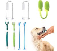 JEYORZY 7 Piezas Cepillos de Dientes para Perros, Cepillos de Dientes de Doble y Triple Cabezal, Cepillo de Dientes de Dedo, Limpieza Bucal para Animales Pequeños, Medianos cuidado dental para gatos