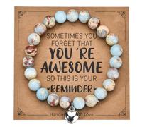 JEYORZY Pulsera De Cristal De Cuarzo, Pulseras De Piedra Para Mujer, Cadena De Piedra Natural De Cebra, Regalo De Joyería, Con Cuentas De Chakra De Corazón,Alma Gemela,Feliz Aniversario