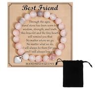 JEYORZY Pulsera De Cristal De Cuarzo Rosa, Pulseras De Piedra Para Mujer, Cadena De Piedra Natural De Cebra Rosa,Con Cuentas De Chakra De Corazón, Regalo De Joyería Regalos para Mujer