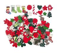 JEYORZY Set de 50 botones de madera para Navidad, ideales para decoración de manualidades, tarjetas, scrapbooking y adornos variados, Mezcla sorprendente y aleatoria para la temporada navideña