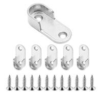 JEYORZY Soporte Barra Armario Ovalado Plateado, 6 Unidades con 12 Tornillos, Recubrimiento Brillante Doble Capa, Ideal para Armarios y Organizadores de Almacenamiento