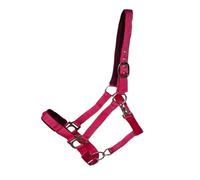 JF-Reitsport Cabestro acolchado de nailon, ajustable en nariz y cuello, con mosquetón, varios tamaños y colores (magenta, cob)