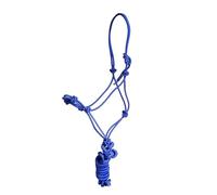 JF-Reitsport Juego de cabestro de 4 nudos con cuerda de 280 cm, tamaño completo, color azul marino