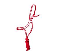 JF-Reitsport Juego de cabestro de 4 nudos con cuerda de 280 cm, tamaño completo, color rojo