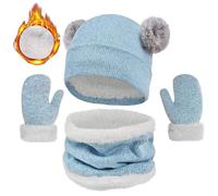 JFAN Gorra y Bufanda para Niña Invierno Set Sombrero para Bebes Conjuntos de Accesorios para Niño de 2-7 años talla única Azul