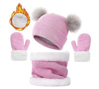 JFAN Gorra y Bufanda para Niña Invierno Set Sombrero para Bebes Conjuntos de Accesorios para Niño de 2-8 años talla única Rosa