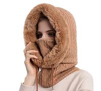 JFAN Gorro Invierno Mujer Térmico Pasamontañas Mujer Invierno Gorros Resistente Al Viento CáLido Y Suave Adecuado Para Esquiar Ciclismo,Caqui talla única