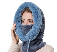 JFAN Gorro Invierno Mujer Térmico Pasamontañas Mujer Invierno Gorros Resistente Al Viento CáLido Y Suave Adecuado para Esquiar Ciclismo,Azul Marino Talla única