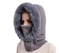 JFAN Gorro Invierno Mujer Térmico Pasamontañas Mujer Invierno Gorros Resistente Al Viento CáLido Y Suave Adecuado para Esquiar Ciclismo,Gris Talla única