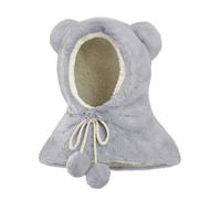 JFAN Gorros de Punto Invierno para Niño Niña Gorros y Bufandas 2 en 1 Pasamontañas con Elásticas Ajustables Cálido y Adorable Bufanda con Capucha 3-12 Años,Gris