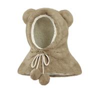 JFAN Gorros de Punto Invierno para Niño Niña Gorros y Bufandas 2 en 1 Pasamontañas con Elásticas Ajustables Cálido y Adorable Bufanda con Capucha 3-12 Años,Caqui