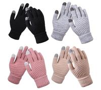 JFAN Guantes Invierno Mujer Guantes Touch Screen Calor de Punto Adecuado para el Hogar el Exterior y la Oficina 4 Pares(Negro+Gris+Rosa+Beige)