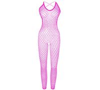 JFAN Ropa Interior de Malla Mujer Trajes de una Pieza Conjunto Lenceria Body Mini Vestido Pijama de Encaje Transparente Regalo de Nochebuena y San Valentín，Talla única Rosa