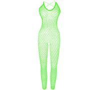 JFAN Ropa Interior de Malla Mujer Trajes de una Pieza Conjunto Lenceria Body Mini Vestido Pijama de Encaje Transparente Regalo de Nochebuena y San Valentín，Talla única Verde