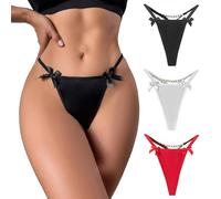 JFAN Tanga Mujer con Lazo y Cadena Tangas Mujer Pack Hilo Micro Bikini G String Sin Costuras Colores Mezclados M