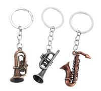 JFangZHZH 3 Piezas Saxofón Instrumento Musical,Llaveros Retro Instrumento Musica,Amuleto de la Suerte de Metal,Colgante Decorativo para Llave De Coche para Amantes De Música Y Músicos