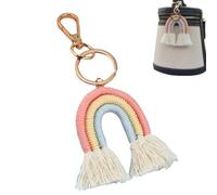 JFangZHZH Llavero de Arco Iris,Llaveros De Borla Bohemia,Abalorio De Borla De Arcoíris,Cuerda de algodón Tejida a Mano,Bonitos Accesorios para Bolsos De Mujer