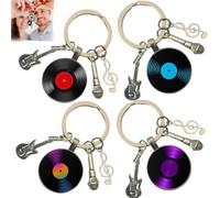 JFangZHZH Llavero de Musical,4 Piezas Accesorio Llaves Musical,Llavero coleccionista,Objetos Musicales Decorativos,Regalo para fanáticos de música para Amantes,Regalo de CD