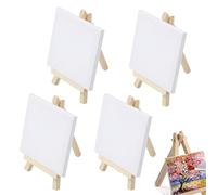 JFangZHZH Mini Lienzos con Caballete,4 Piezas Mini lienzos con Caballete de Madera,Caballete para Pintar,Caballete Pequeño,decoración de Mesa,para Pinturas Al ÓLeo,Manualidades De Mesa,10X10 CM