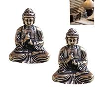 JFangZHZH Mini Portátil Vintage Latón Estatua de Buda,2 Piezas Mini Figura de Buda,pequeños Adornos,Bolsillo Sentado,Aporta Espiritualidad a tu Interior y Ambiente Relajante,2,8 x 2,4 cm
