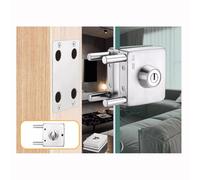 JFBHSD Cerradura For Puerta De Vidrio, Cerradura For Gabinete De Vidrio Sin Orificios For Puerta Simple Y Doble, con 3 Llaves, Adecuada For Vidrio De 8 A 14 Mm De Espesor(J)