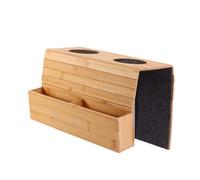 JFBLSD Bandeja de bambú para reposabrazos sofá con Almacenamiento, Bandeja Plegable sofá, Antideslizante organizadora a Prueba Salpicaduras Bebidas, refrigerios, revistas y Control Remoto(Natural)