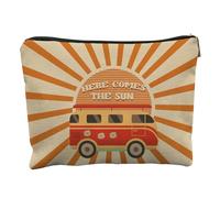 JFEHBFL Bolsa de maquillaje Here Comes the Sun, regalos hippie para mujeres, bolsa de cosméticos de maquillaje inspiradora, bolsa de maquillaje con cremallera, artículos de tocador de viaje, regalos