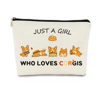 JFEHBFL Regalos de Corgi para los amantes de los corgi, bolsa de maquillaje de perro Corgi, bolsa de cosméticos de decoración de cumpleaños, bolsa de cosméticos de viaje con cremallera, Varios colores
