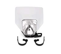 JFG RACING 12 V/35 W Faro Delantero Moto,Halógena Faro Cabeza Lámpara luz Carenado Máscara para FE FX TE TX FC TC Motocross Enduro Supermoto-Blanco